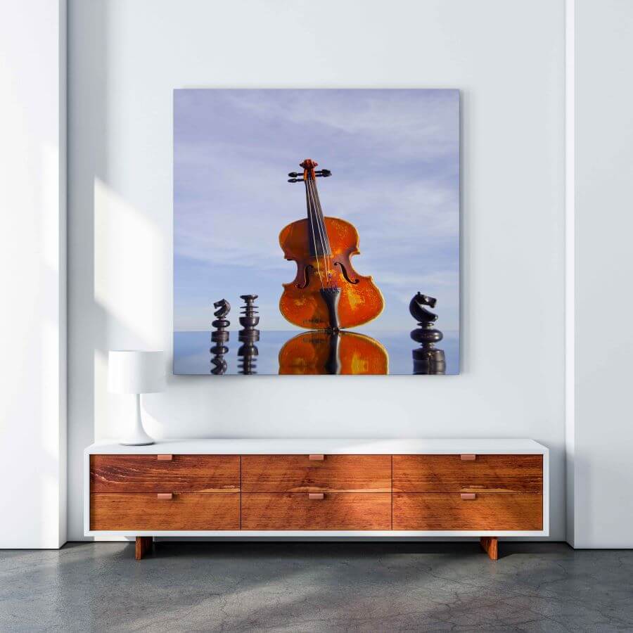 M1 SQUARE 2370829 black chess and vintage violin AOAY1017