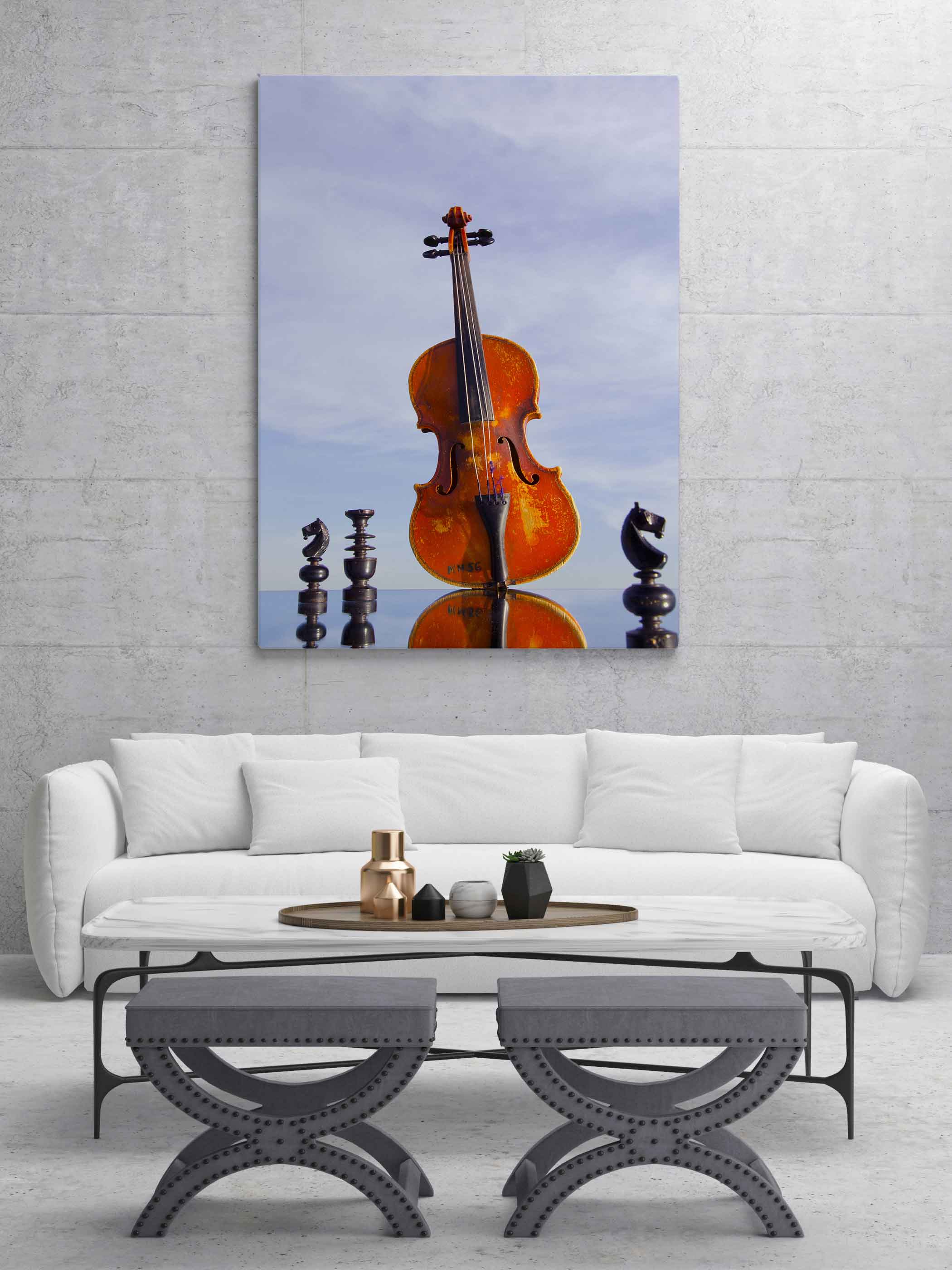 M2 PORTRIATE 2370829 black chess and vintage violin AOAY1017