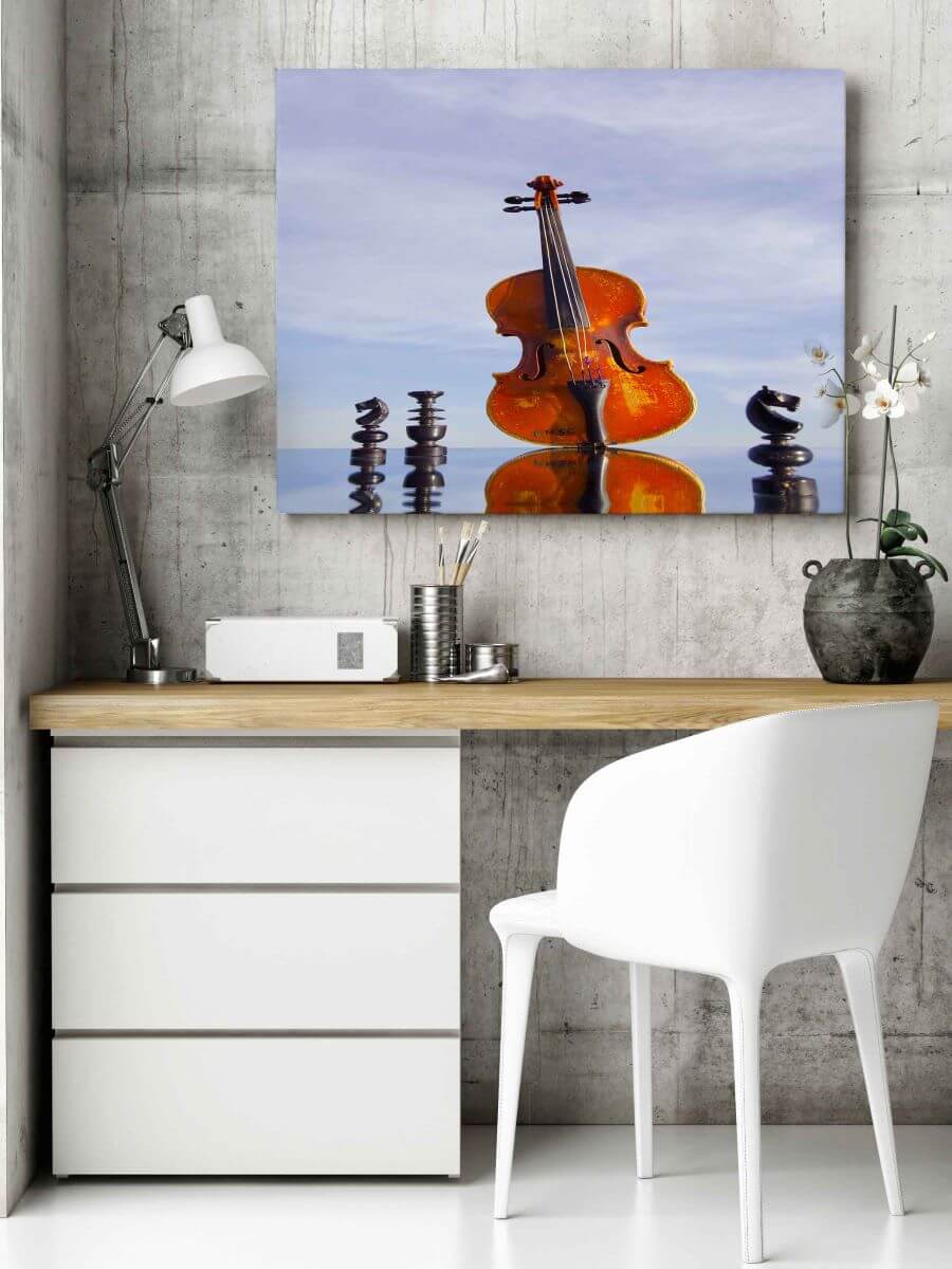 M4 SQUARE 2370829 black chess and vintage violin AOAY1017