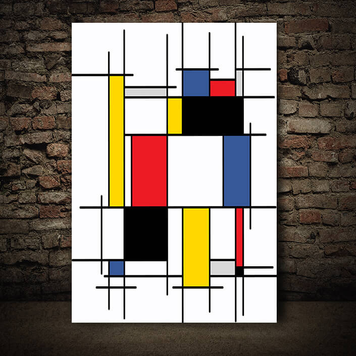 M1_AdobeStock_300663889-Abstract painting, geometric, squares, black, blue, yellow, AOAY1111