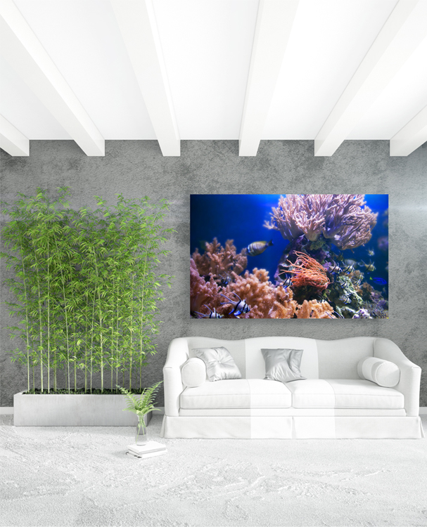 Vertical modern interior bedroom or living room with eclectic wall and empty frame for copyspace drawing. 3D rendering