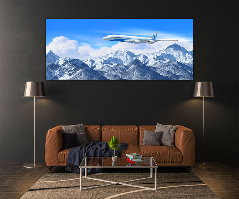 M2 Mockup 0044 Mockups Panoramic 0031 7181096 white passenger plane above the mountains AOAY1294