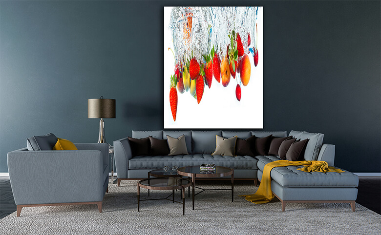 M4 0011 Print Panormic 0011 28702920 fruits falling in water AOAY1395