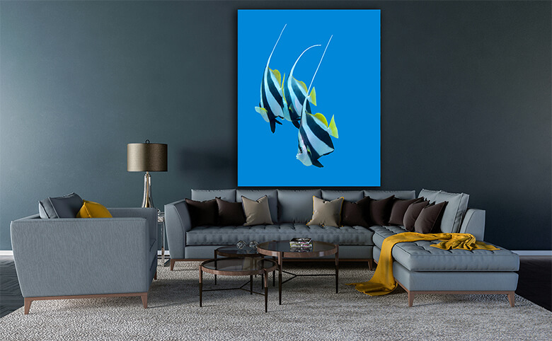 M4 0018 Print Panormic 0018 18458860 bannerfishes in tropical sea underwater AOAY1384