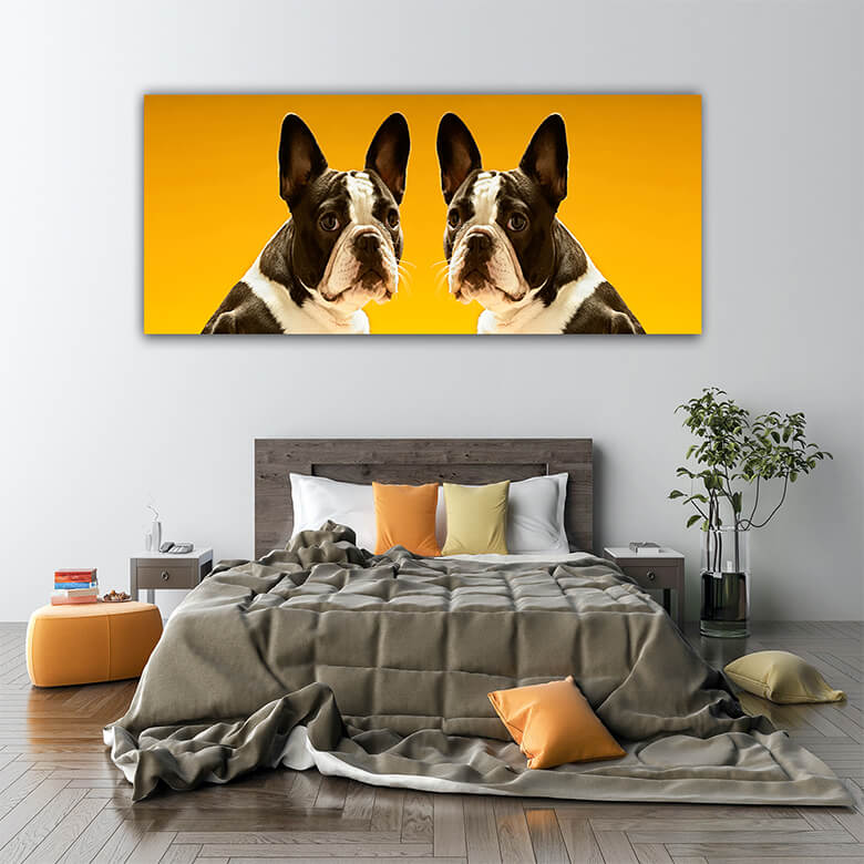 M5 Mockups 0023 Mockup 0014 10153602 portrait of symmetrical french bulldogs over yellow background AOAY1183