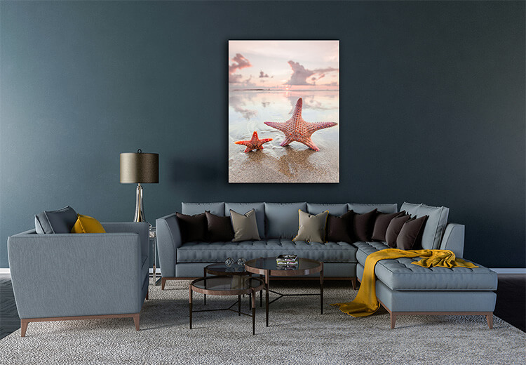 M1 0002 MOCKUP 0005 PRINT PANORAMIC 0001 35856056 two starfish on sea beach at sunset AOAY1621