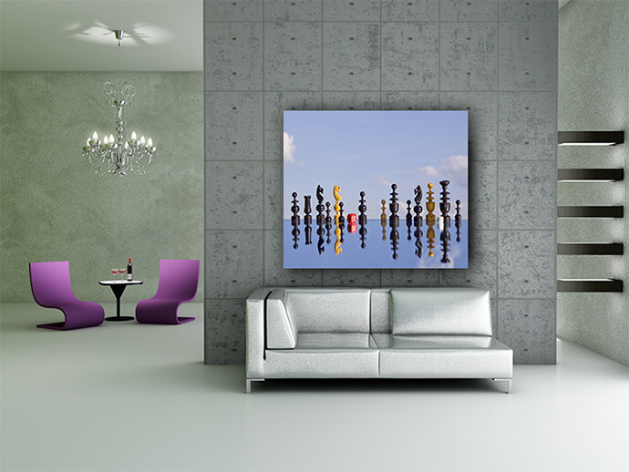 M2 0010 ML 0005 PRINT 0029 1572450 vintage chessmans and red dice on mirror AOAY1432