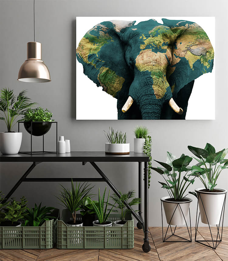 M2 0015 MOCKUPs 0020 PRINT LANDSCAPE 0020 36241962 Elephant with earth painted AOAY1606