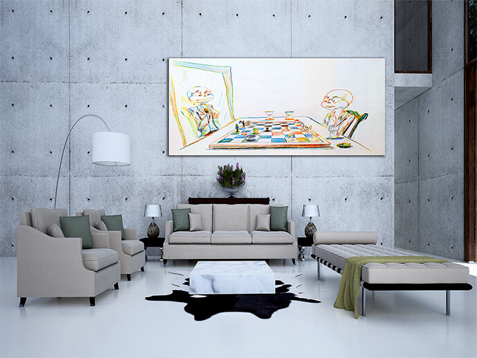 M3 0000 MP 0001 32896942 dystrophic playing chess with himself in the mirror loneliness symbol AOAY1483