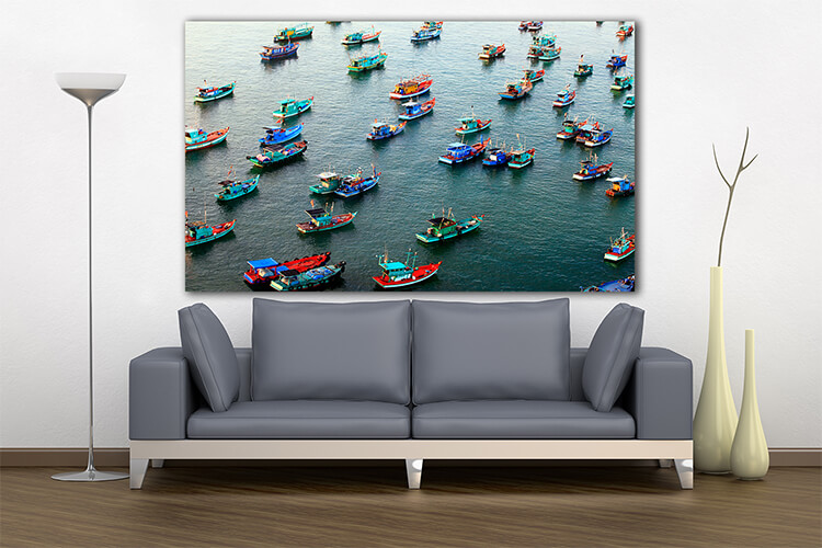 M3 0017 MOCKUPs 0012 PRINT LANDSCAPE 0028 29586836 aerial view of a group of boats at sea in vietnam phu quoc AOAY1597