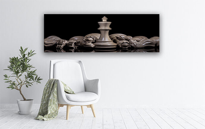 M4 0002 MP 0003 32218704 black and white king and knight of chess setup on dark AOAY1481