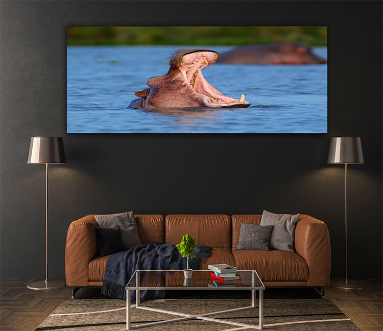 M4 0005 MOCKUPs 0037 PRINT LANDSCAPE 0003 22676436 hippo on lake in africa AOAY1583
