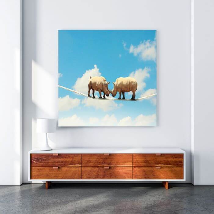 M4 0010 8788860 two rhino walking on rope AOAY1631