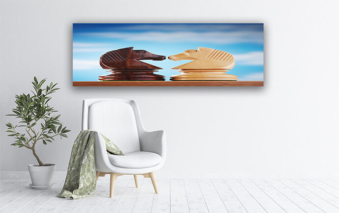 M4 0014 MP 0025 9998802 knights on a chessboard over colored background AOAY1444