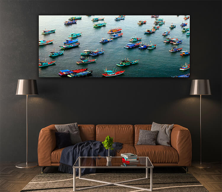 M4 0020 MOCKUPs 0012 PRINT LANDSCAPE 0028 29586836 aerial view of a group of boats at sea in vietnam phu quoc AOAY1597