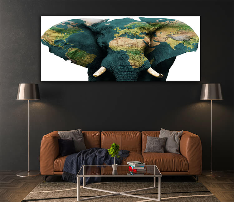 M4 0029 MOCKUPs 0020 PRINT LANDSCAPE 0020 36241962 Elephant with earth painted AOAY1606