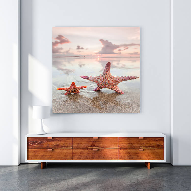 M5 0002 MOCKUP 0005 PRINT PANORAMIC 0001 35856056 two starfish on sea beach at sunset AOAY1621