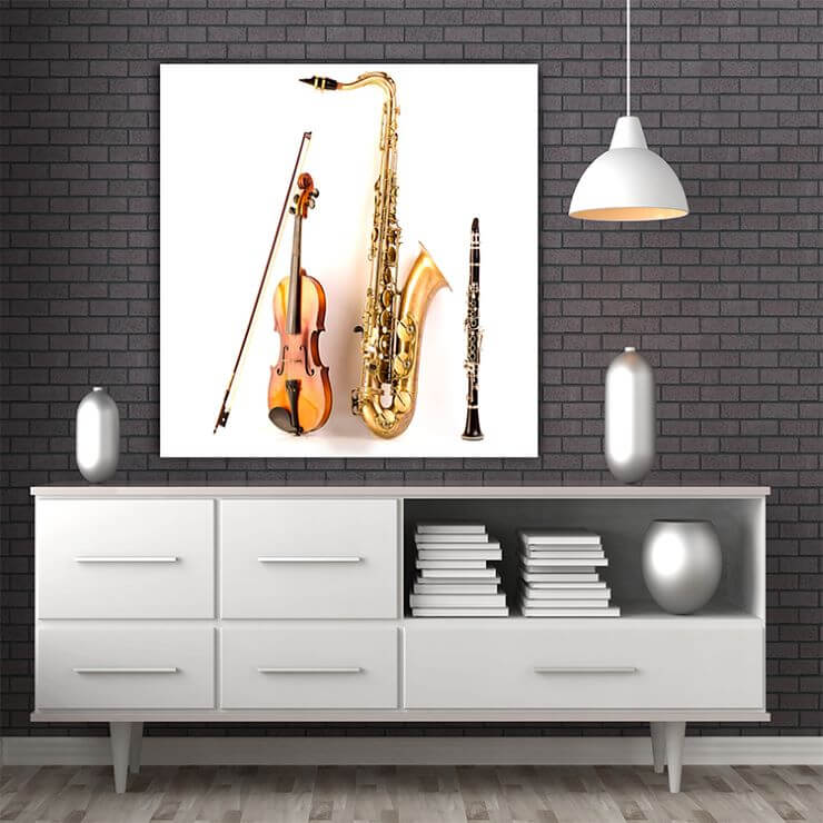 M6 8054954 sax tenor saxophone violin and clarinet in white AOAY1360