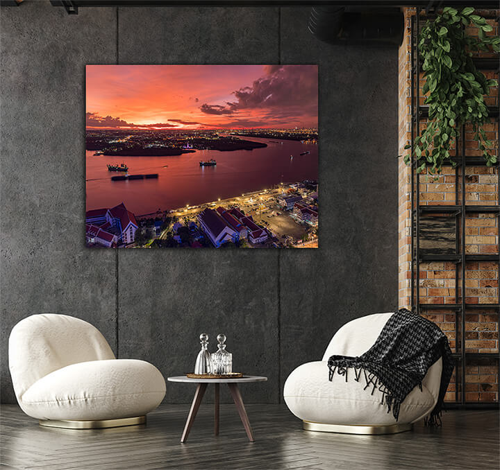 M1 0001 MOCKUPs 0008 38728372 birds eye view of samut prakan thailand sunset over the chao phraya river orange sky AOAY2147