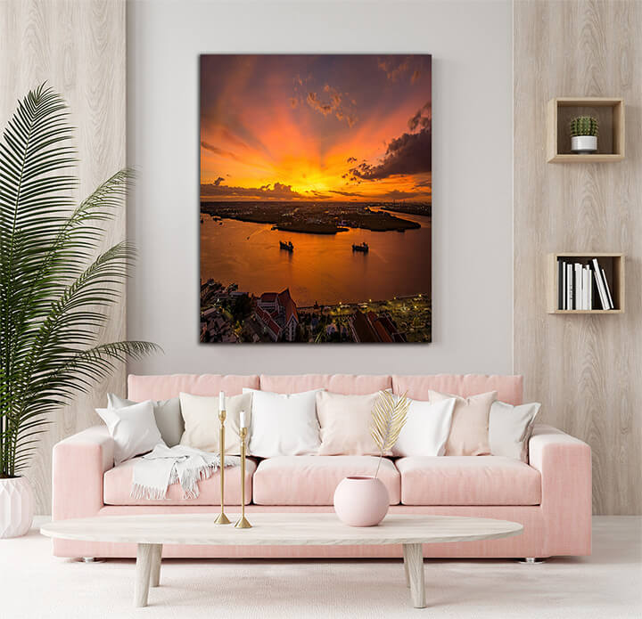 M4 0003 MOCKUP PORTIATE 0007 38729536 birds eye view of samut prakan thailand sunset over the chao phraya river orange sKY AOAY2148