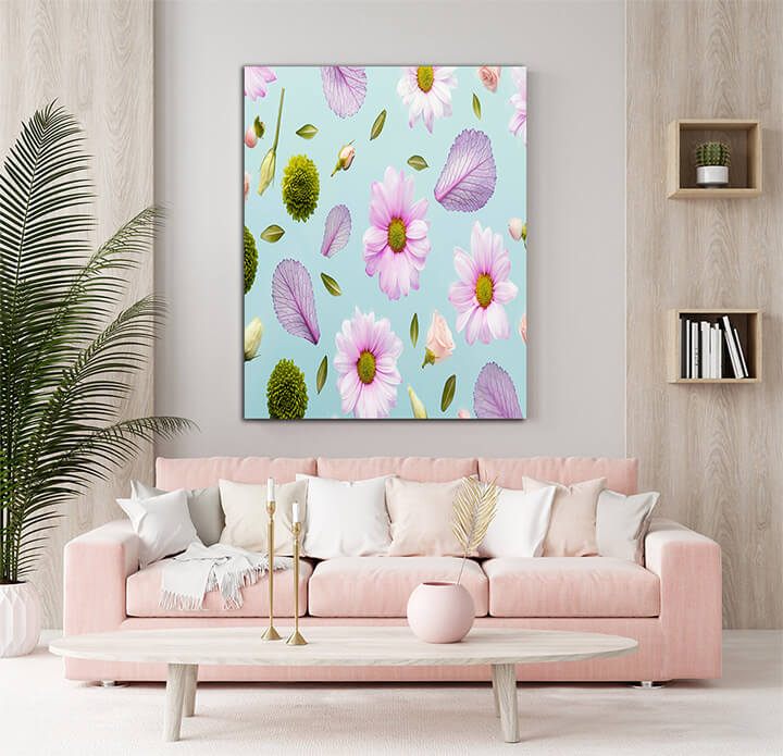 M4 0008 MOCKUP PORTIATE 0002 39579914 flat lay spring daisies leaves high quality photo AOAY2158