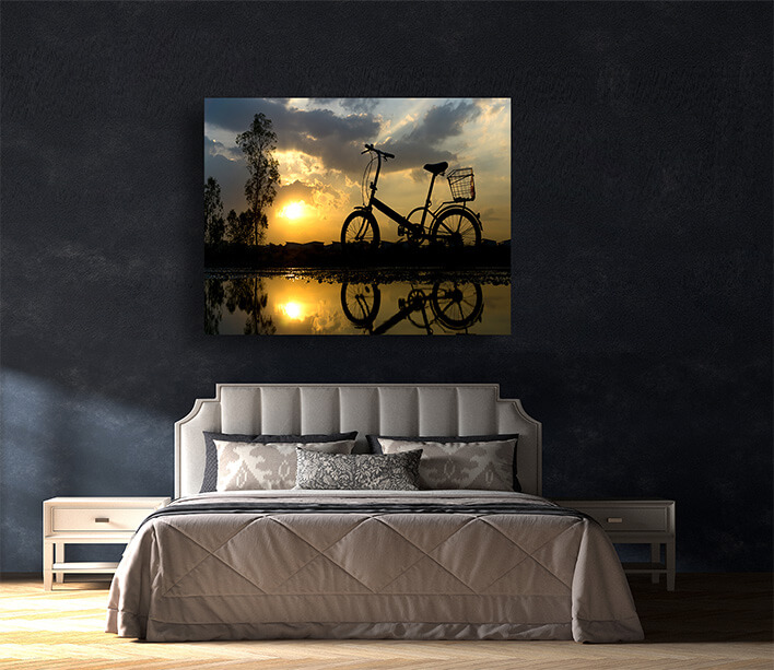 M9 0071 MOCKUPS LAND 0006 28165624 reflection of silhouette bicycle park on the waterfront AOAY2220