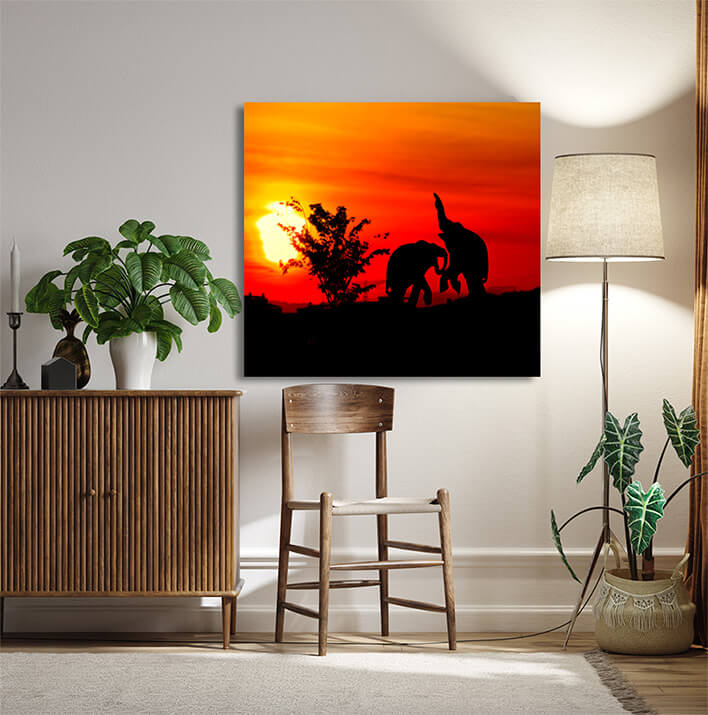 M10 0003 MOCKUPS LAND 0000 36027522 silhouette elephant battle animals wildlife in twilight sunset beautiful AOAY2226