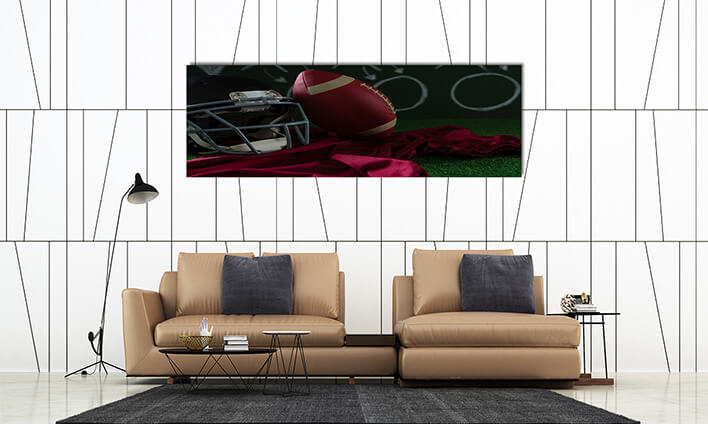 M10 0020 ML 0005 29573090 american football jersey head gear and football lying on artificial turf against strategy boar AOAY2639