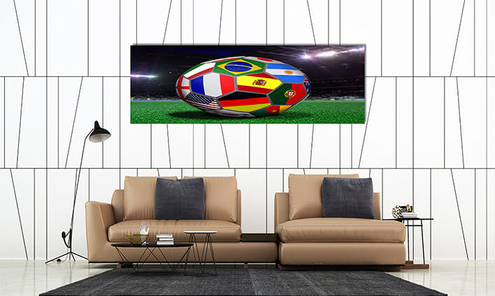 M10 0039 ML 0029 12486242 soccer ball with team flags in a stadium AOAY2612