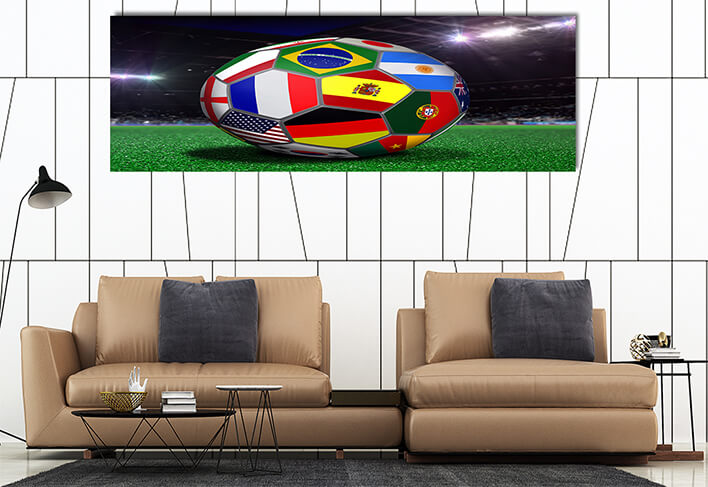 M11 0039 ML 0029 12486242 soccer ball with team flags in a stadium AOAY2612