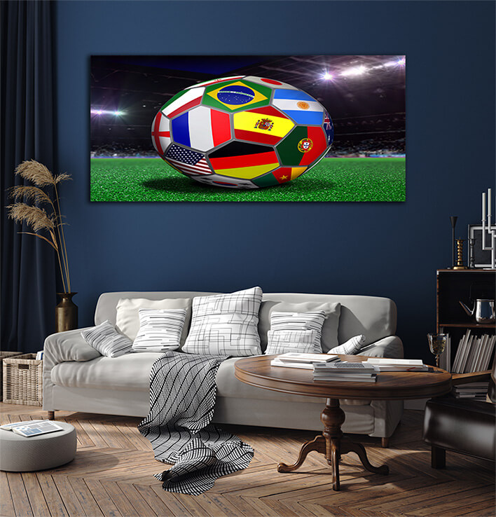M1 0038 ML 0029 12486242 soccer ball with team flags in a stadium AOAY2612