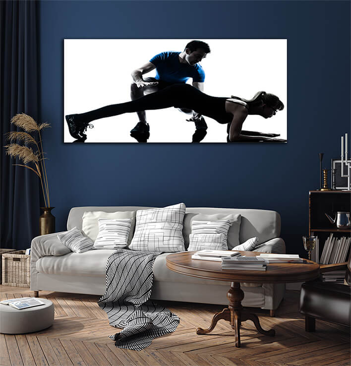 M1 0041 ML 0026 13608380 aerobics intstructor with mature woman exercising silhouette AOAY2615