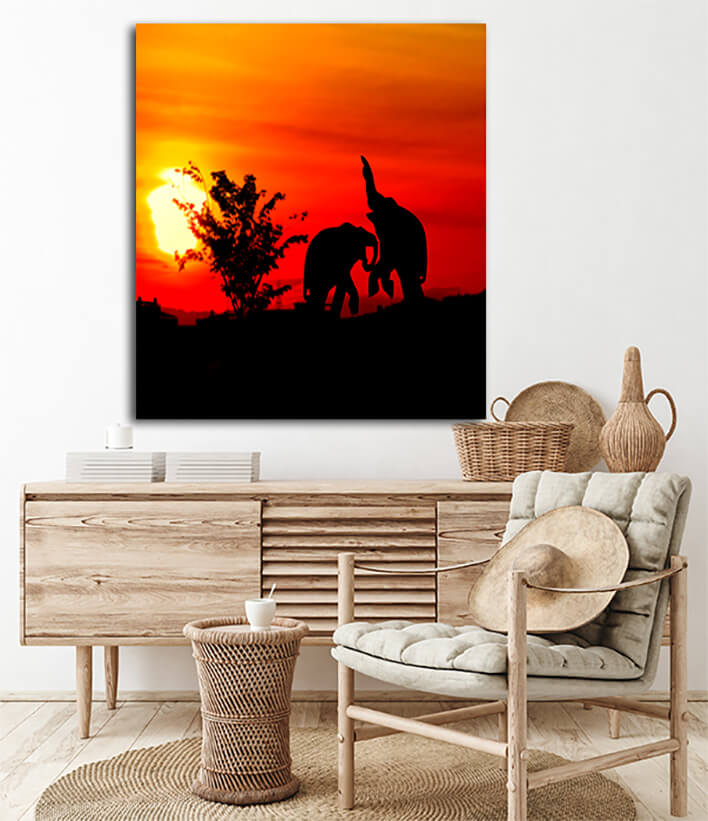 M1 0050 MOCKUP 0001 36027522 silhouette elephant battle animals wildlife in twilight sunset beautiful AOAY2226