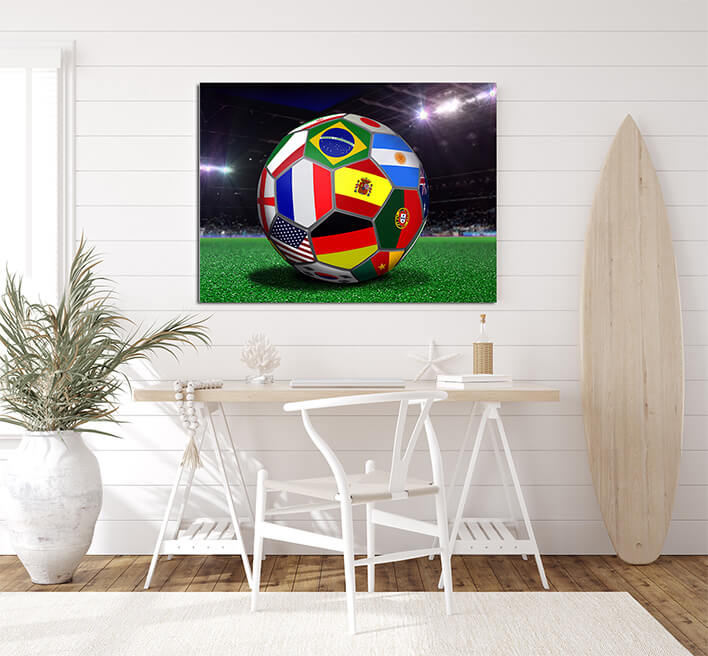 M2 0038 ML 0029 12486242 soccer ball with team flags in a stadium AOAY2612