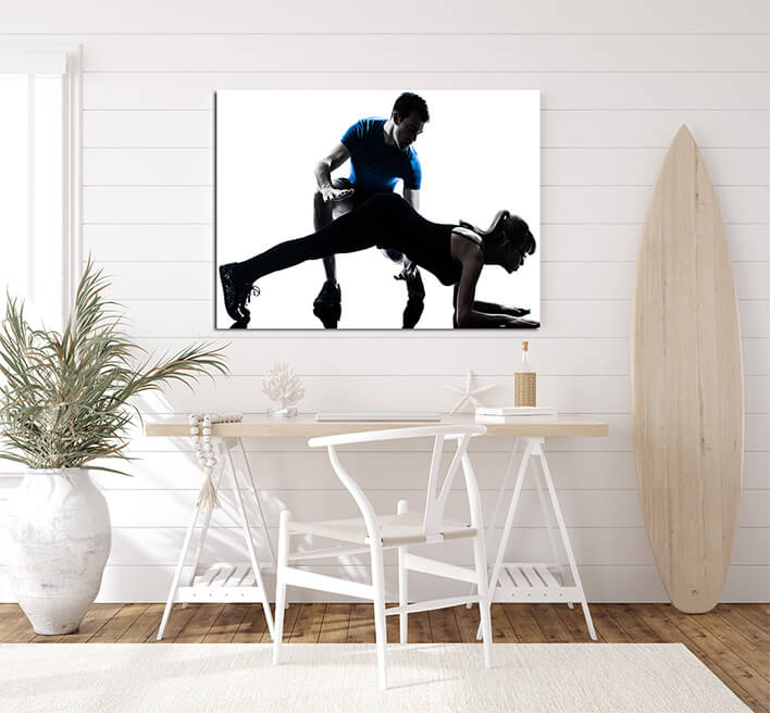 M2 0041 ML 0026 13608380 aerobics intstructor with mature woman exercising silhouette AOAY2615