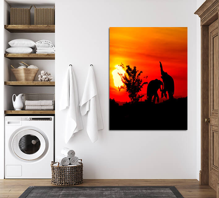 M2 0053 MOCKUP 0001 36027522 silhouette elephant battle animals wildlife in twilight sunset beautiful AOAY2226