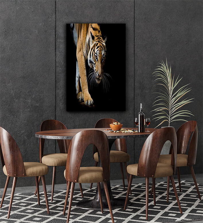 M3 0009 MP 0010 PRINT L 0023 19716960 beautiful tiger walking step by step isolated on black AOAY2287