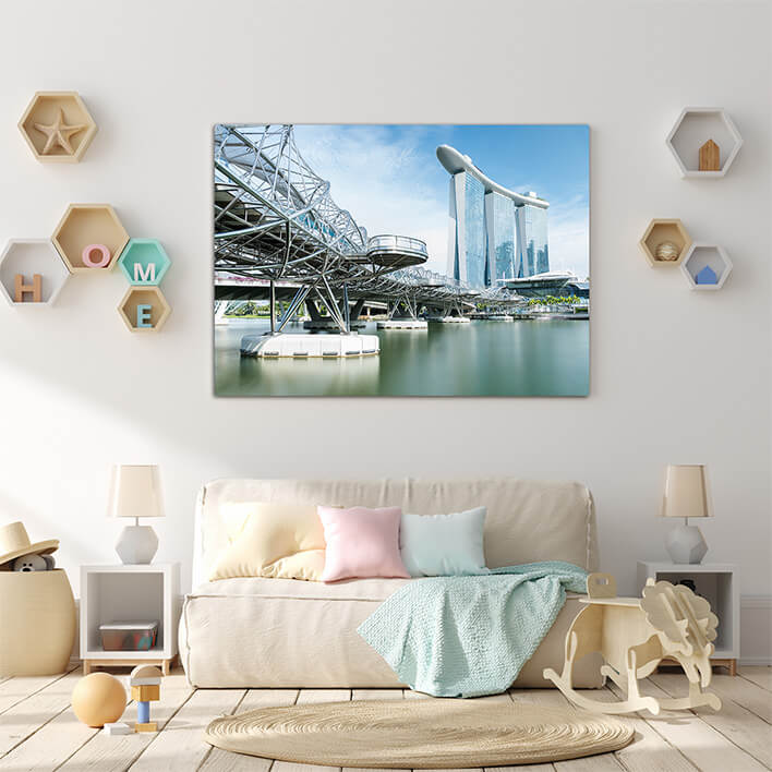 M3 0011 ML 0008 32514868 helix bridge and marina bay in the morning with blue sky AOAY2495