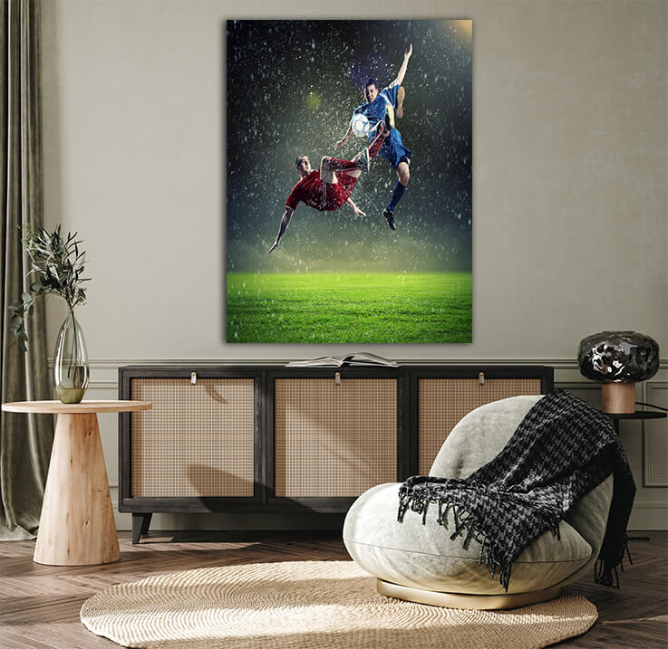 M4 0024 MP 0006 PRINT 0035 8795318 two football players striking the ball AOAY2605