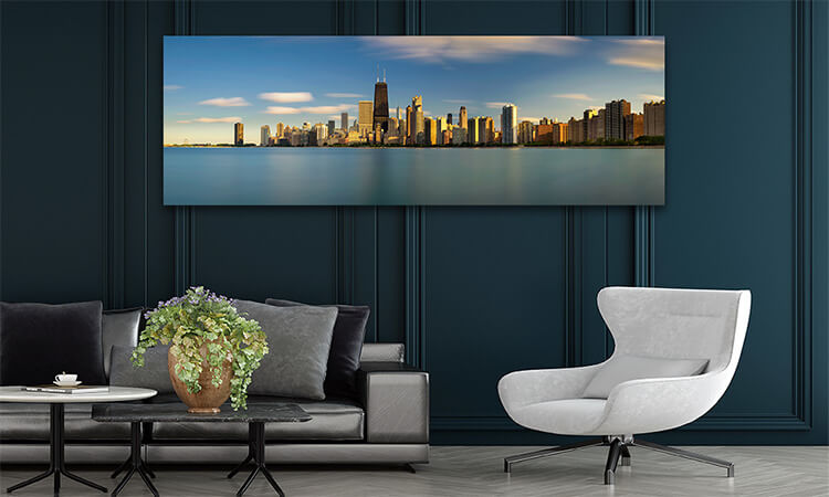 M4 0054 MP 0045 31610068 chicago skyline at sunset viewed from north avenue beach AOAY1959