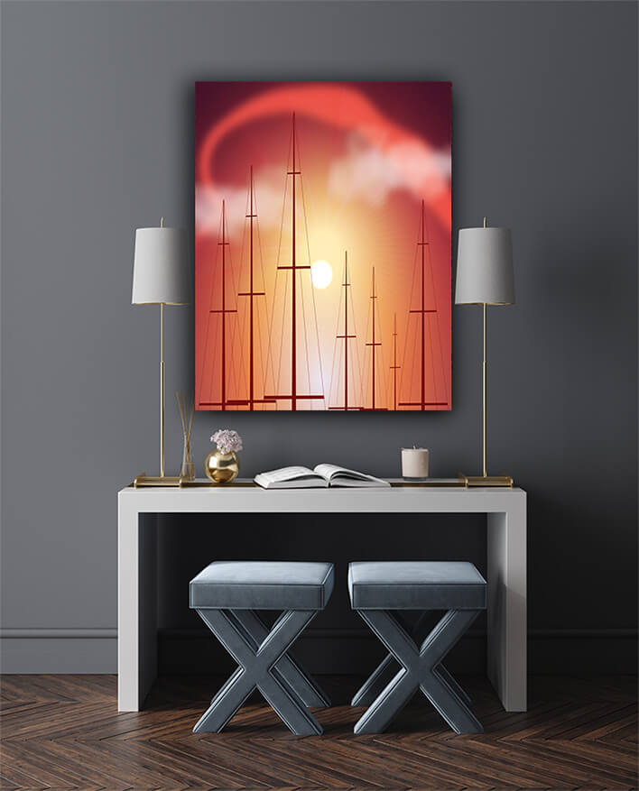 M5 0032 MP 0038 PRINT L 0019 21248684 tops of yacht masts at sunset AOAY2579