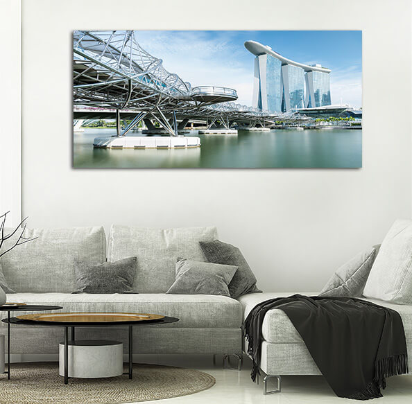 M6 0011 ML 0008 32514868 helix bridge and marina bay in the morning with blue sky AOAY2495