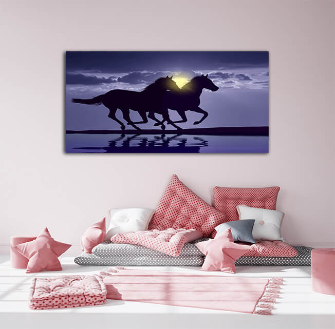 M6 0016 MOCKUPS LAND 0060 8491024 horses running at sunset with water reflection AOAY2169