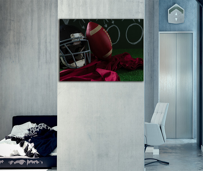 M6 0020 ML 0005 29573090 american football jersey head gear and football lying on artificial turf against strategy board AOAY2639