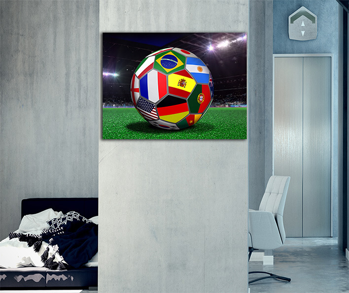M6 0039 ML 0029 12486242 soccer ball with team flags in a stadium AOAY2612