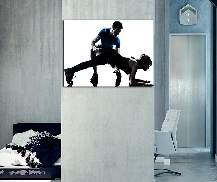 M6 0042 ML 0026 13608380 aerobics intstructor with mature woman exercising silhouette AOAY2615