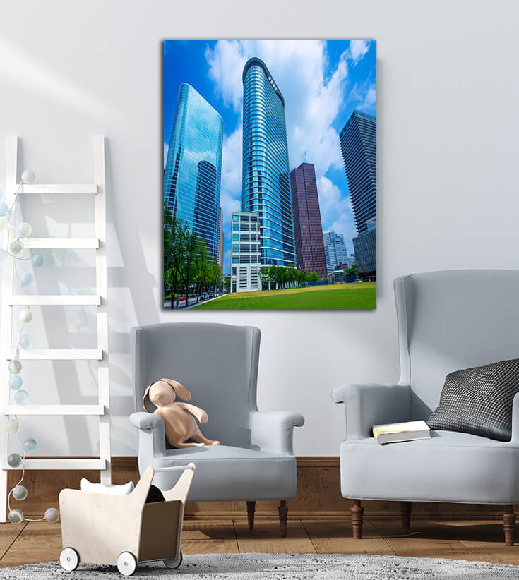 M7 0023 MP 0002 PRINT L 0022 8389080 houston downtown skyscrapers disctict blue sky mirror AOAY2477