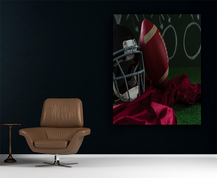 M7 0034 MP 0038 PRINT 0004 29573090 american football jersey head gear and football lying on artificial turf against s AOAY2639