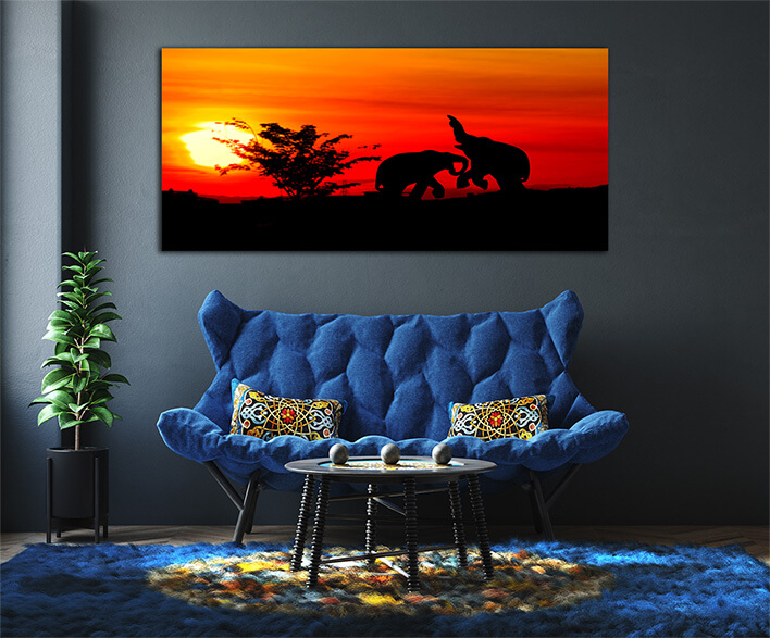 M8 0003 MOCKUPS LAND 0000 36027522 silhouette elephant battle animals wildlife in twilight sunset beautiful AOAY2226