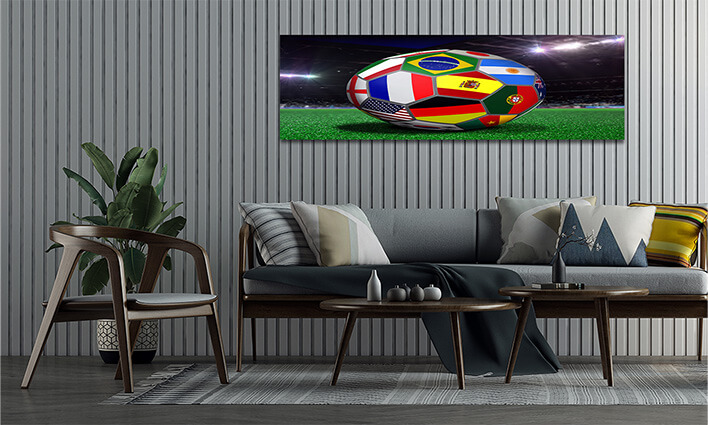 M8 0037 ML 0029 12486242 soccer ball with team flags in a stadium AOAY2612